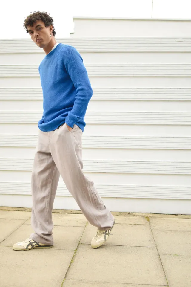 KOMODO MAKULU Hose Camel Grey Tencel Leinen