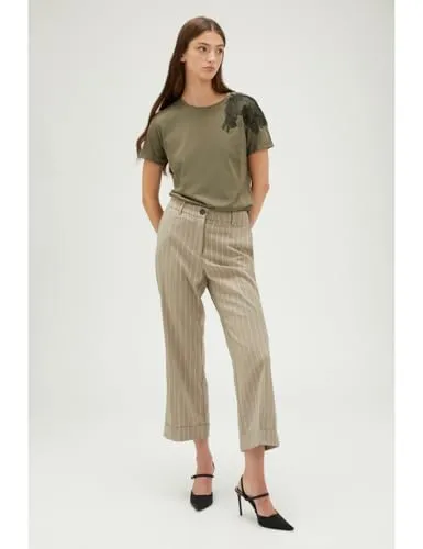 Motivi Kick-Flare-Hose Nadelstreifen-Hose mit Aufschlag