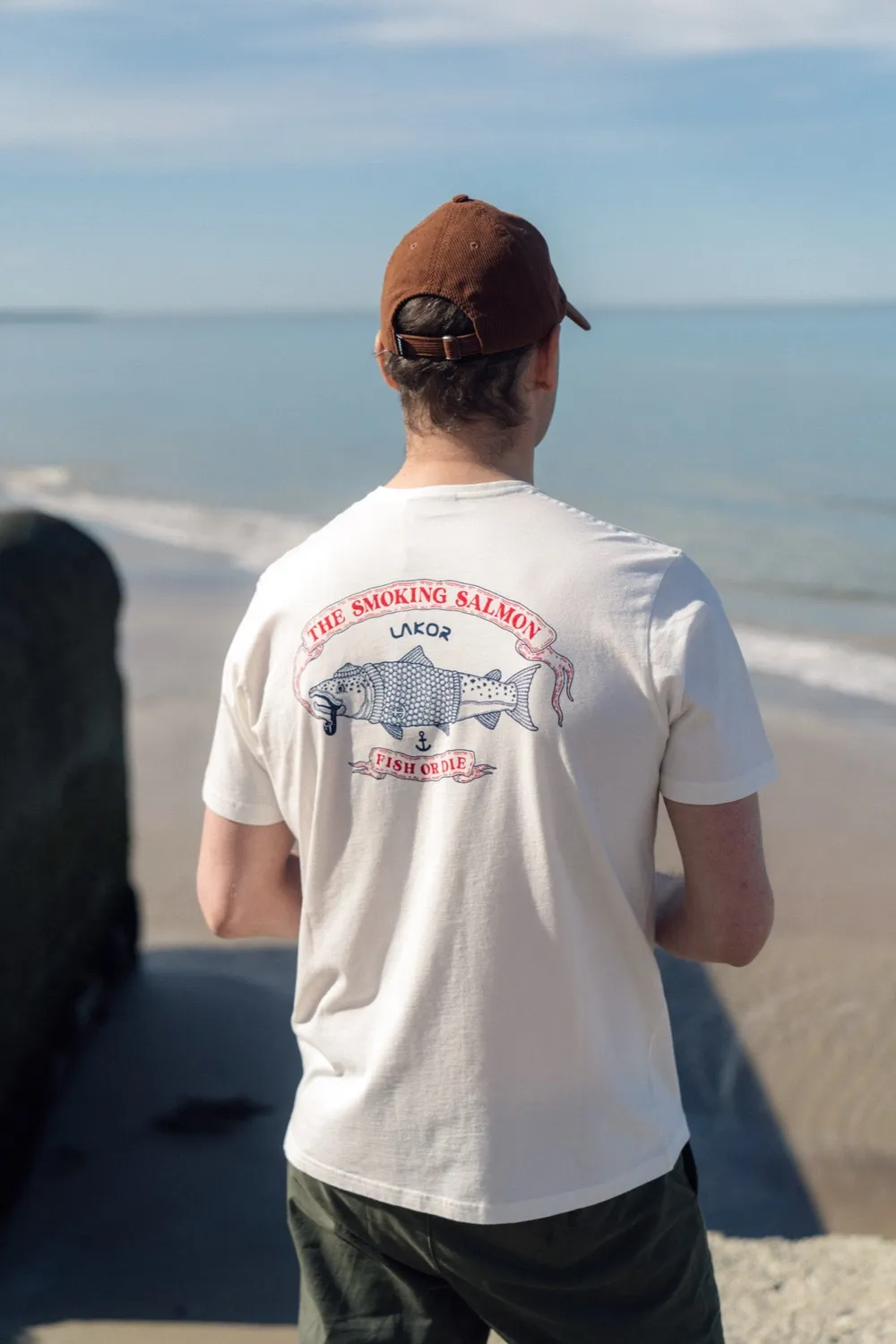 LAKOR The Smoking Salmon Back T-Shirt Star White Bio
