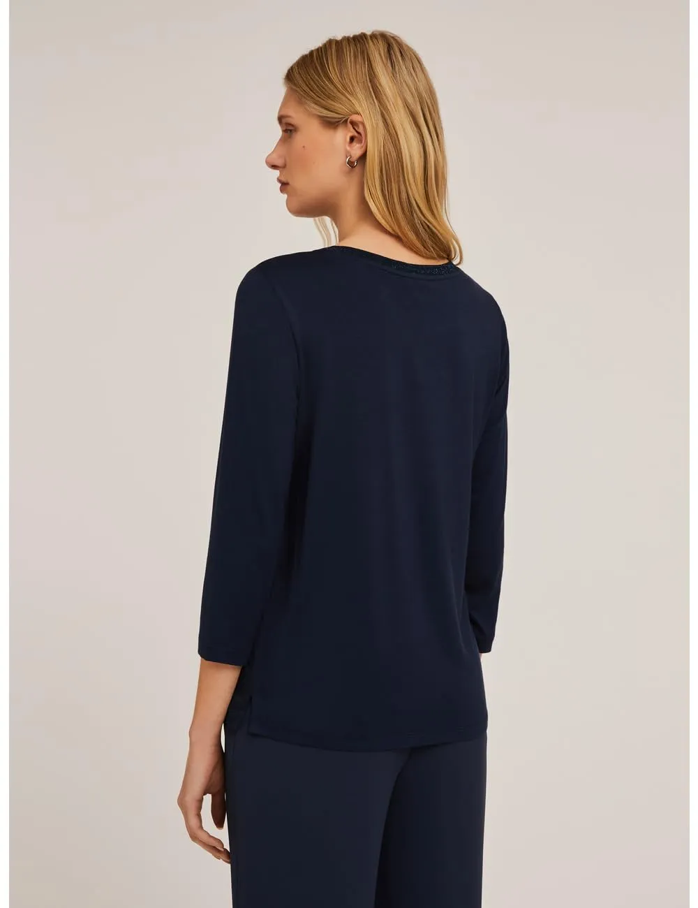 Motivi Spring Summer 24 Basic-T-Shirt Satin Jersey Lurex