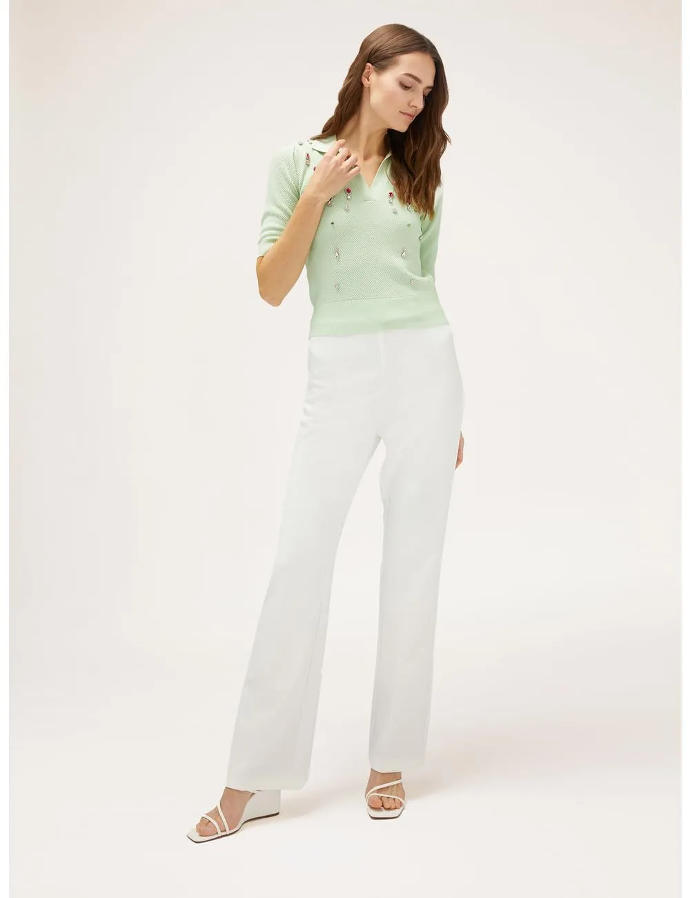Motivi Spring Summer 24 Polo-Shirt Schmucksteine Pikee