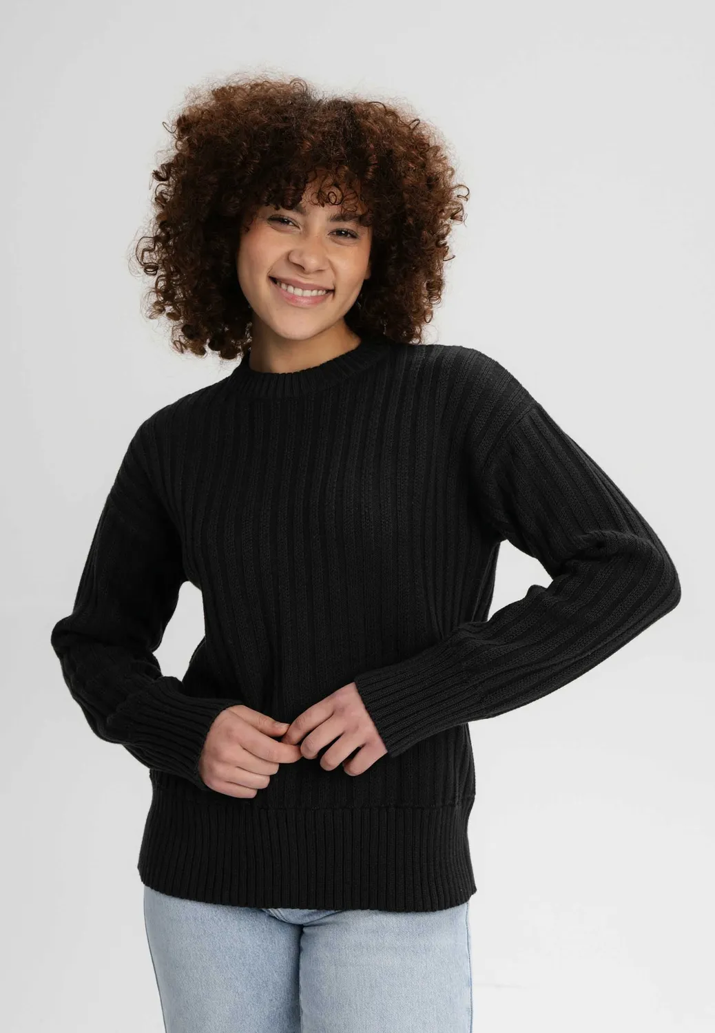 MELA ISHANI Strickpullover schwarz Bio-Baumwolle