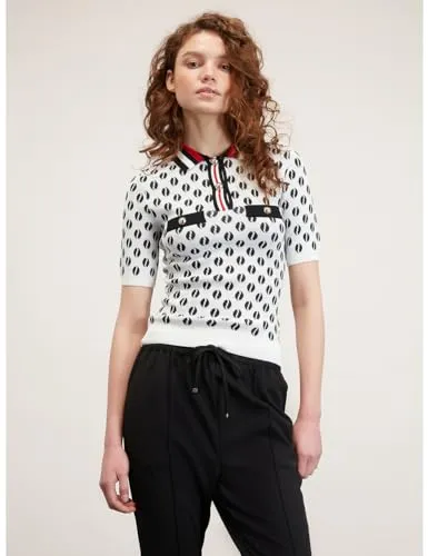 Motivi Polo-Shirt Jacquardstrick Slim-fit Viskose