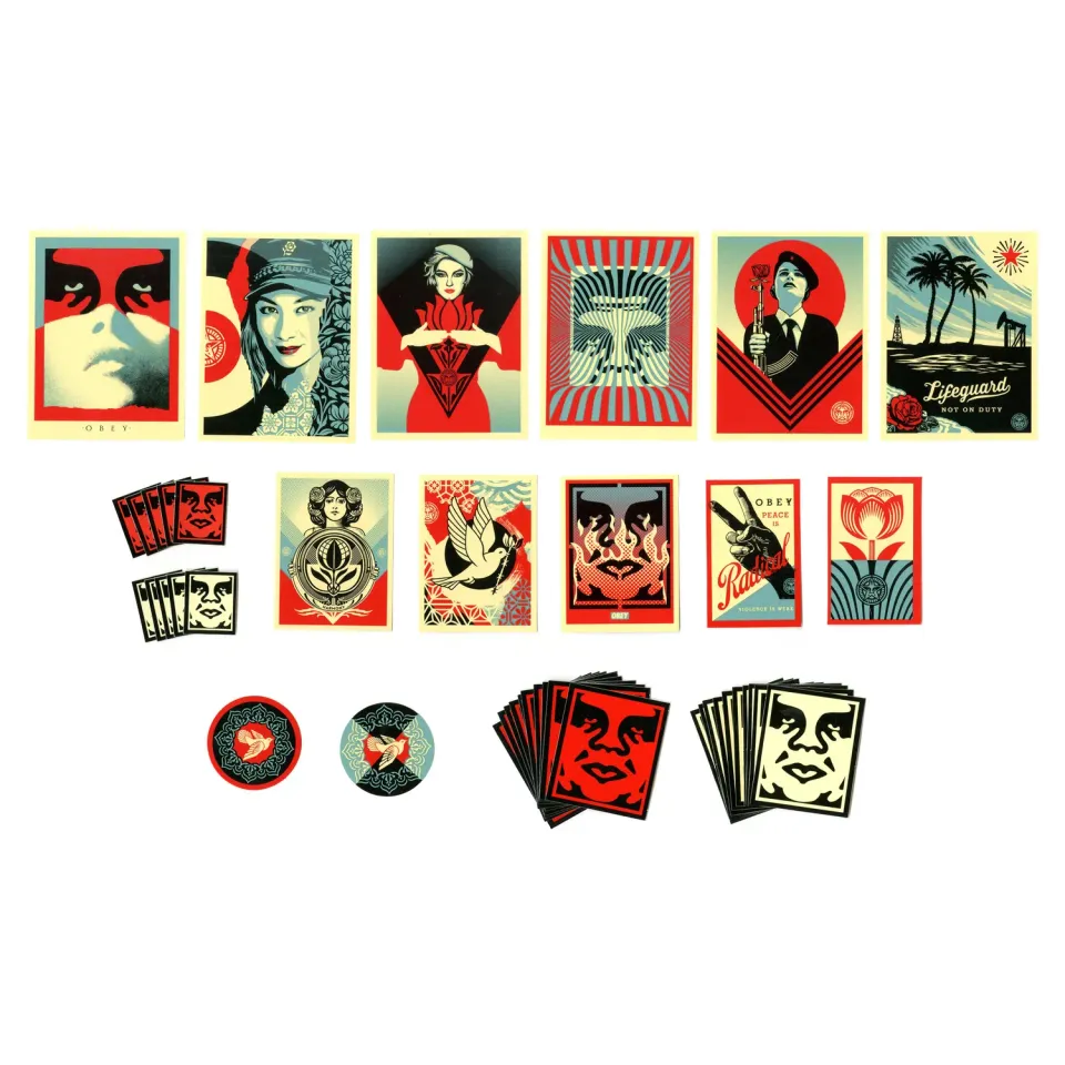 Obey Sticker Pack 5 Aufkleber Set 33 Stück blau rot