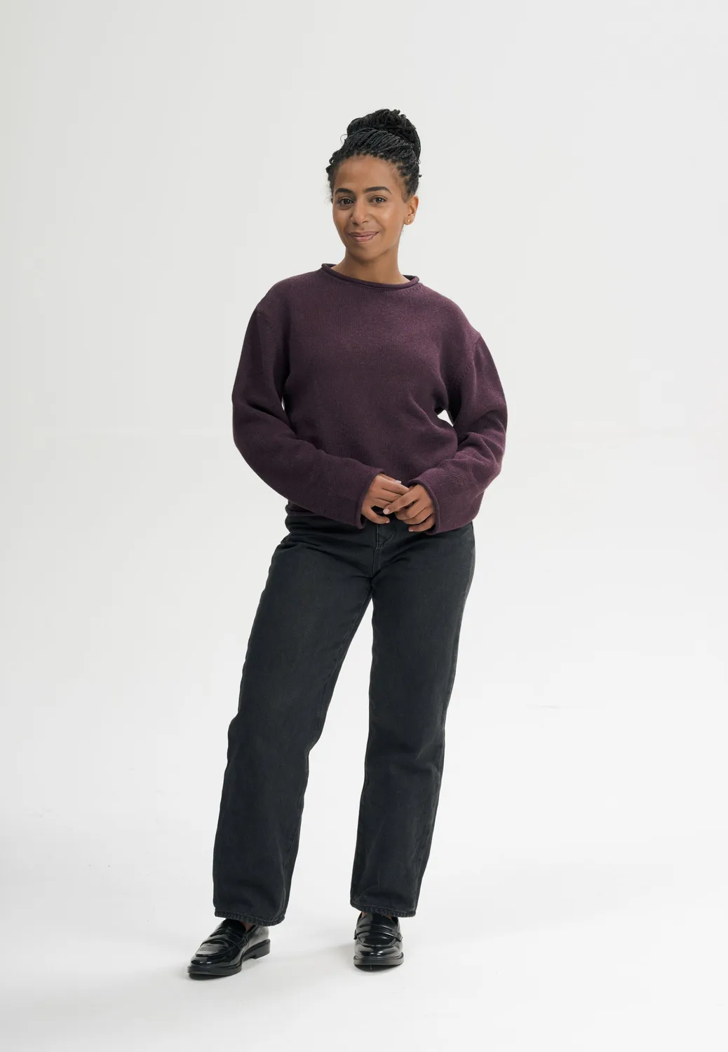 MELA GEETHA Strickpullover kiesel melange aus Baumwolle