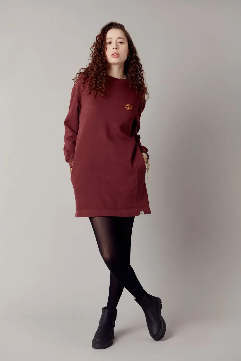 KOMODO ELLA Sweatkleid Walnut Brown Bio-Baumwolle