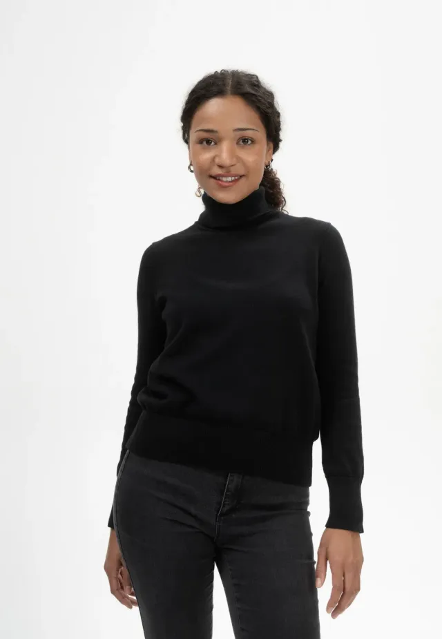 MELA MAYURA Rollkragenpullover bold blue S Baumwolle