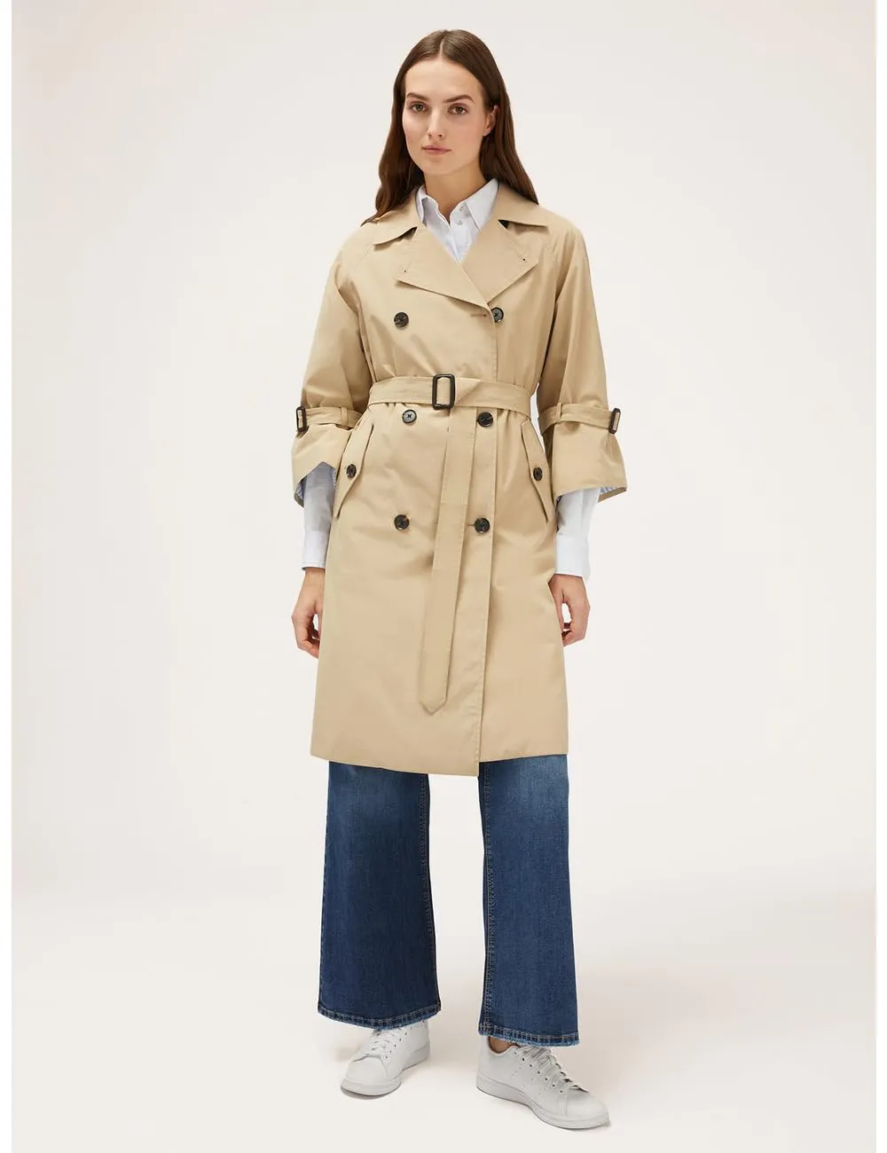 Motivi Trenchcoat zweireihig Glocke Trenchcoat Baumwolle