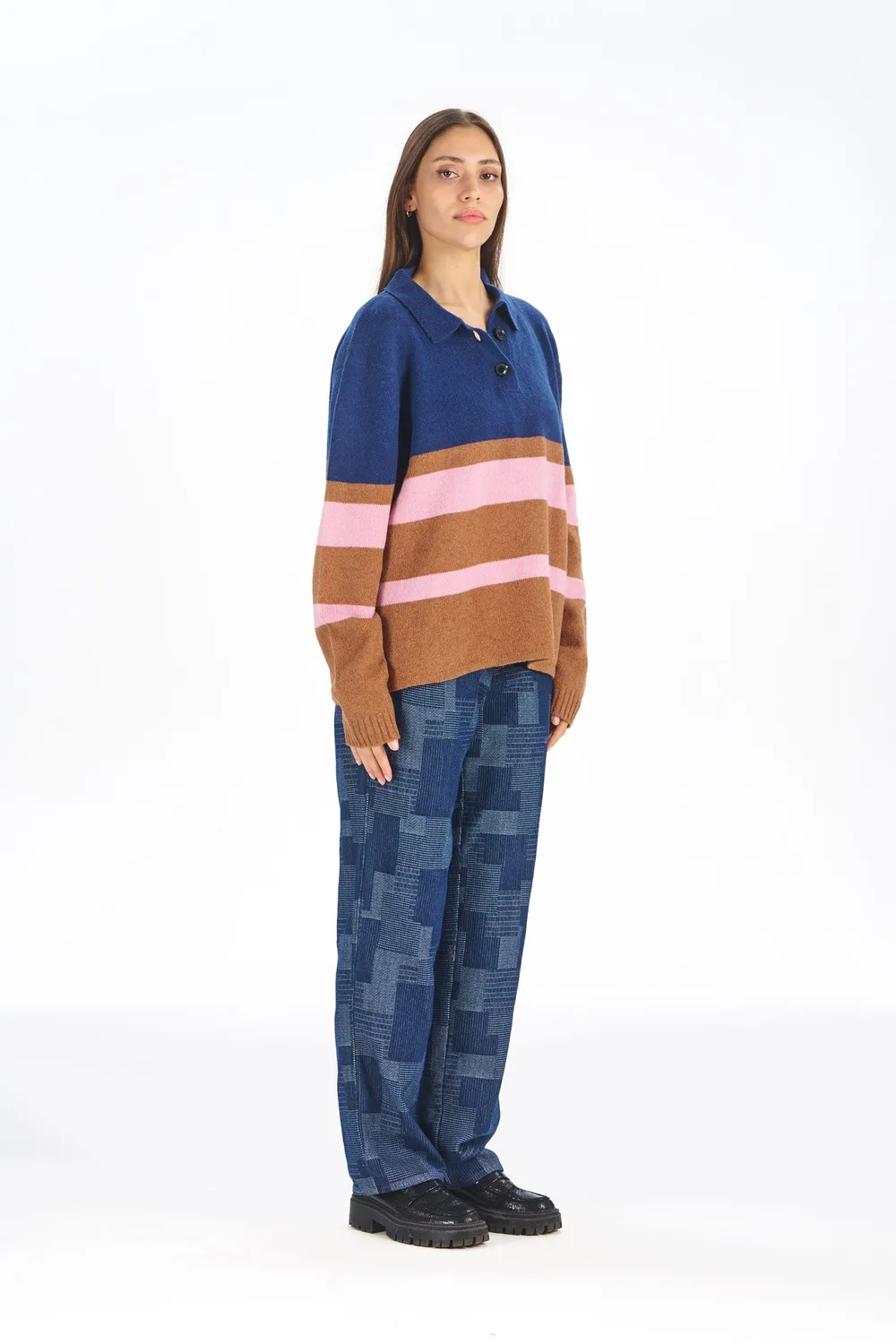 Komodo Camilla Merino Pullover Navy gestreift Merino