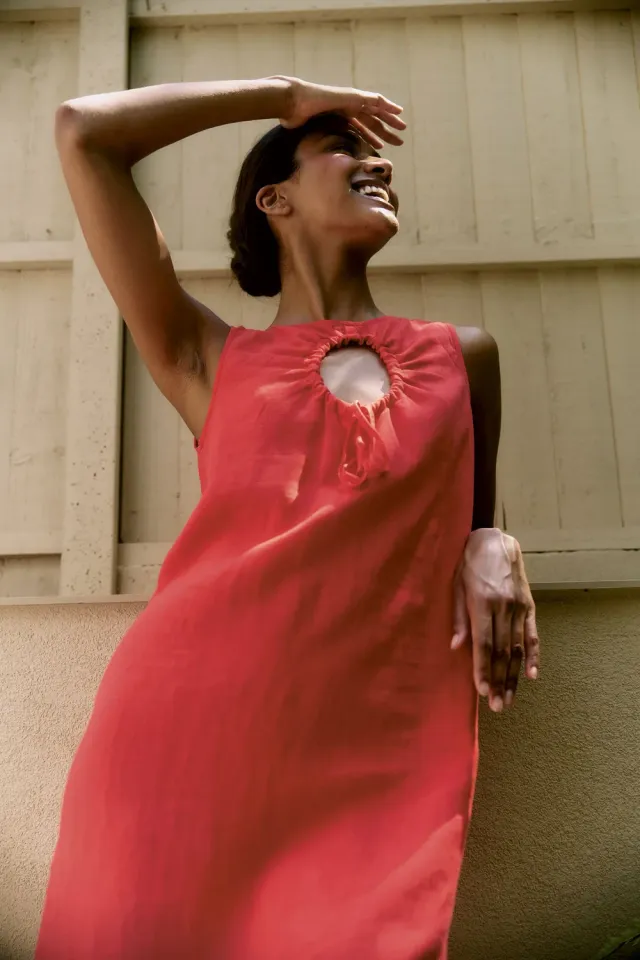 Komodo Shanti Kleid Coral Tencel-Leinen