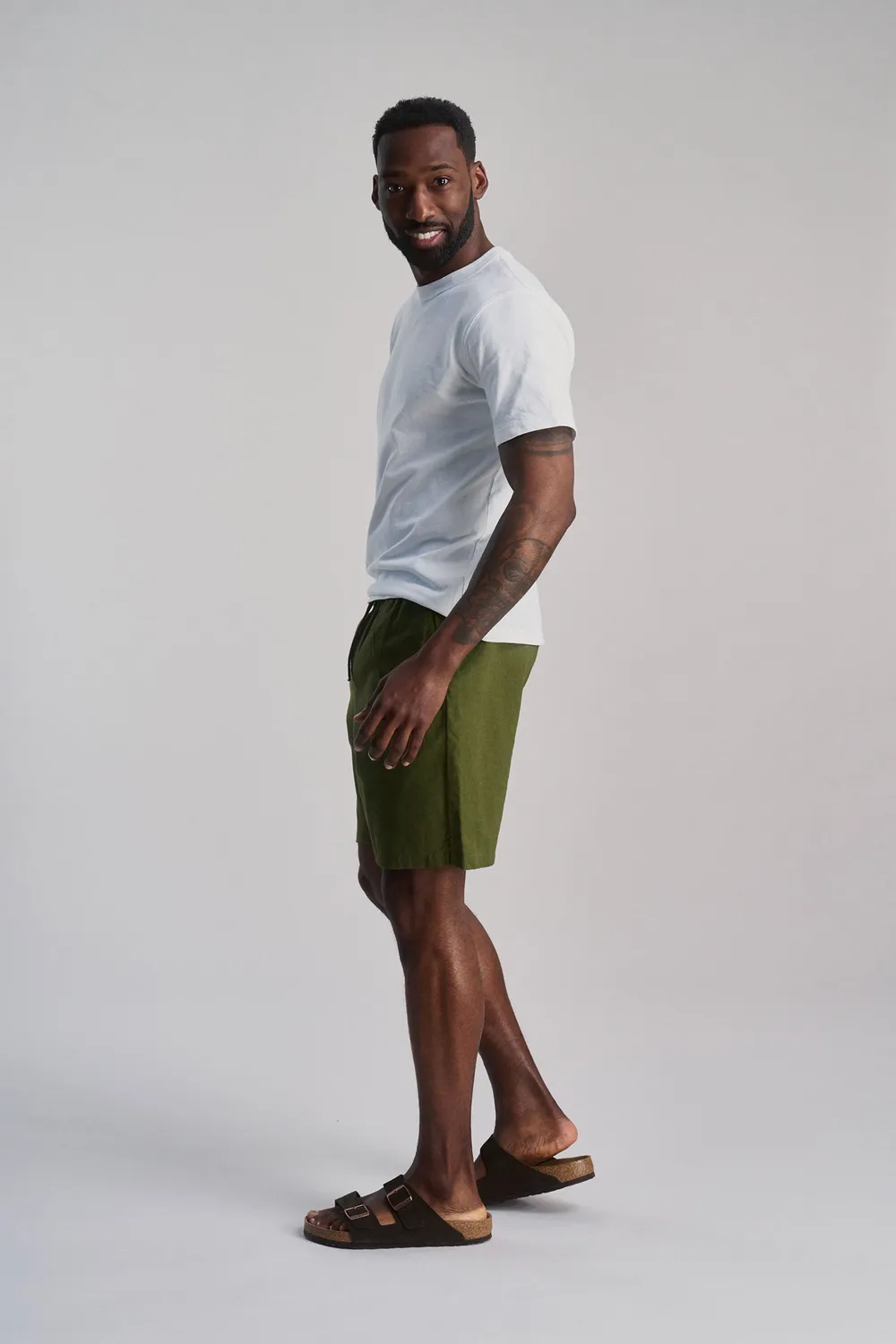 KOMODO JERRY Shorts Herren Khaki Leinen Bio-Baumwolle