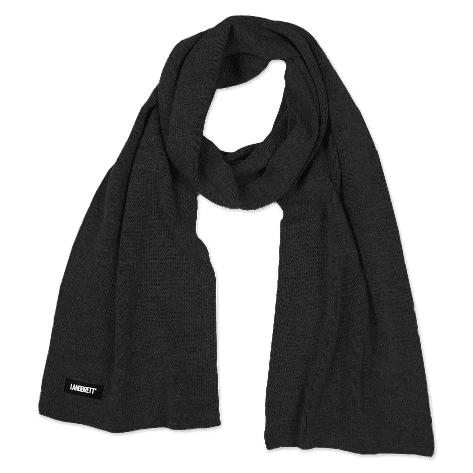 Langbrett Bio-Merinowolle Schal schwarz 170 cm warm