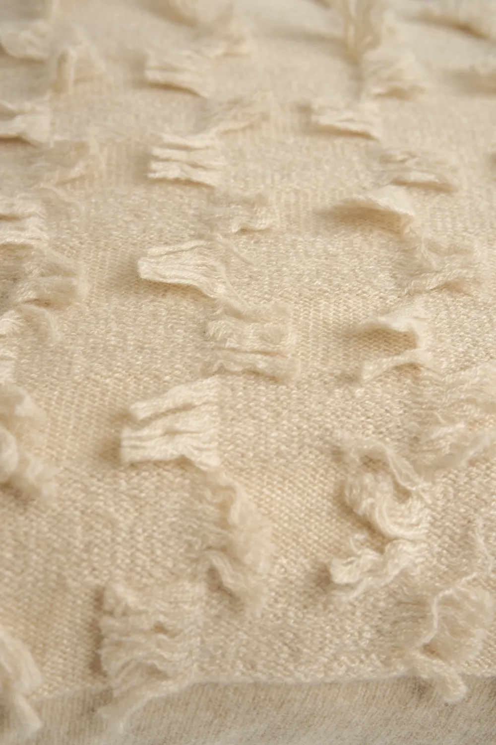 Oyuna Seren Decke Beige Cashmere Fransen