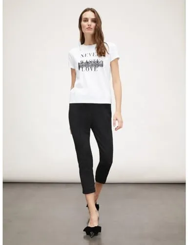 Motivi Spring Summer 24 T-Shirt Schriftzug Baumwolle Spitze