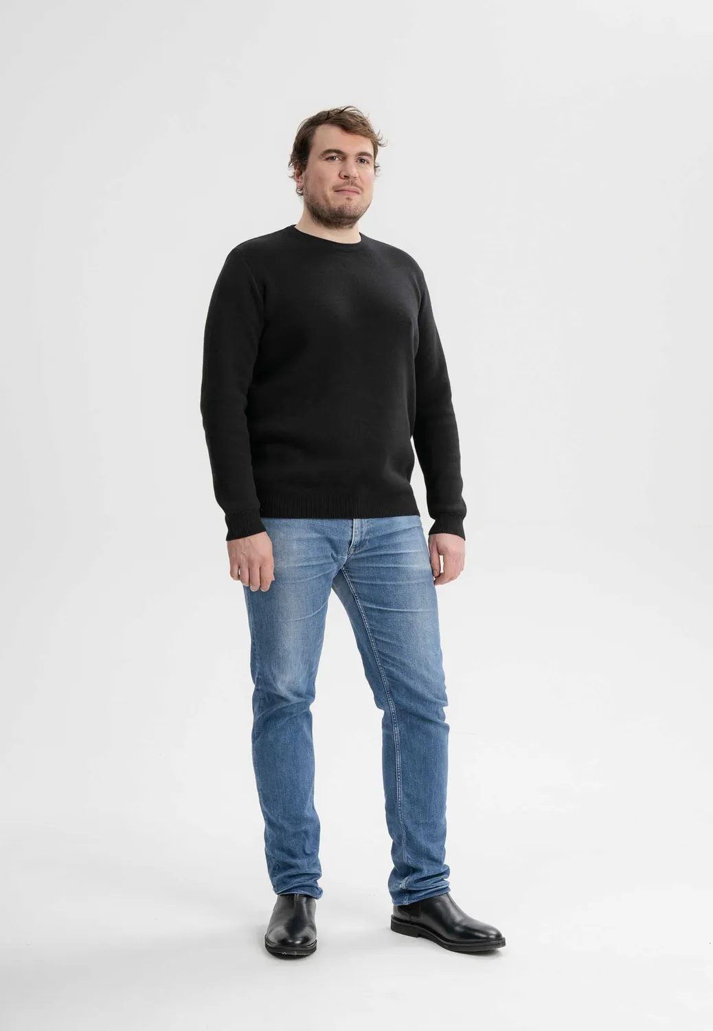 MELA MANAV Jacquard Strickpullover navy Größe M Baumwolle