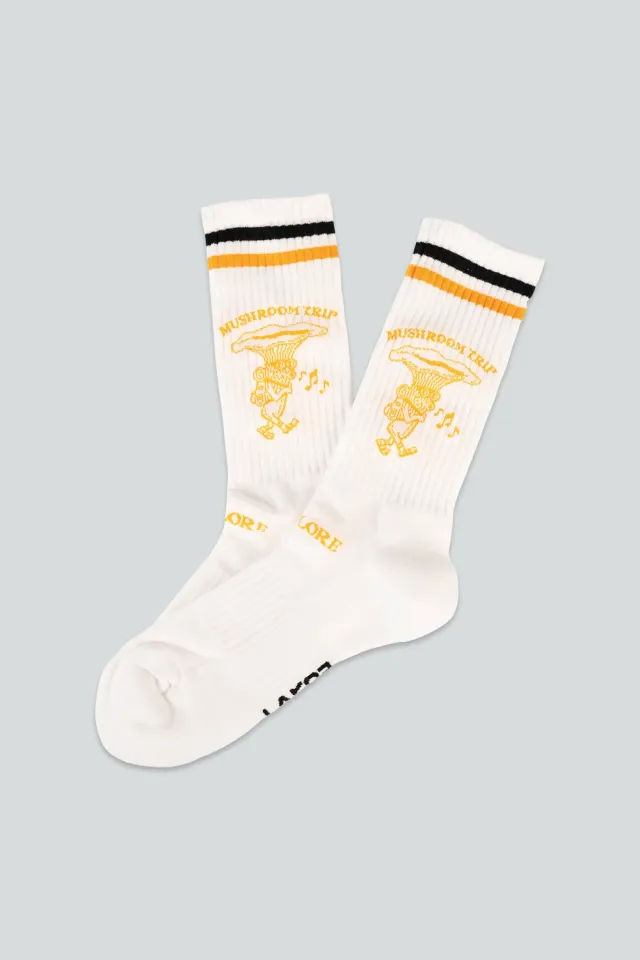 LAKOR Mushroom Trip Tennissocken Weiß Pilzmotiv