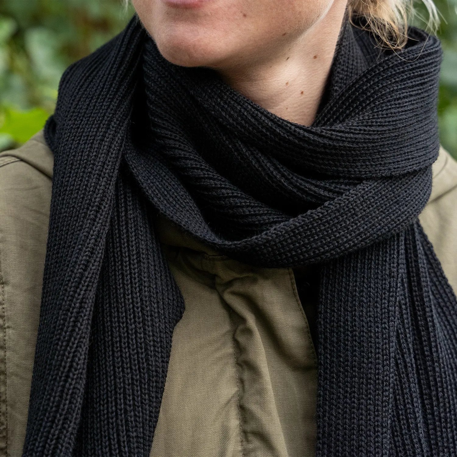 Langbrett Rippstrick Schal Bio-Schurwolle sand meliert