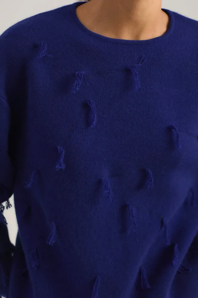 Oyuna Kulan Pullover Ink mit Fransen