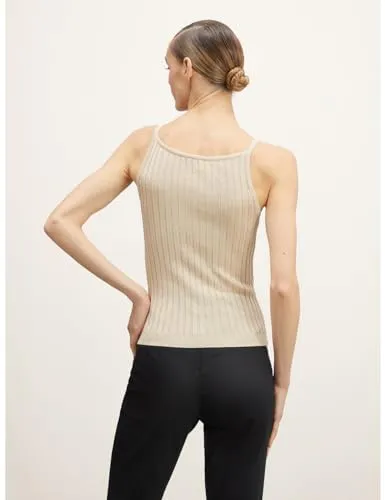 Motivi Top Lurex-Rippenstrick eckig Slim mit Trägern
