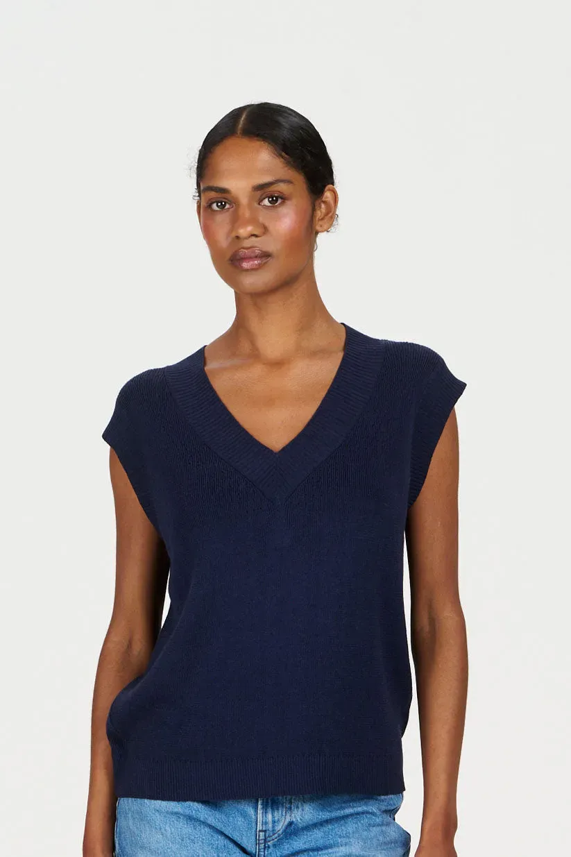 KOMODO SANDER Top Damen navy Größe 12 Ramie-Baumwolle