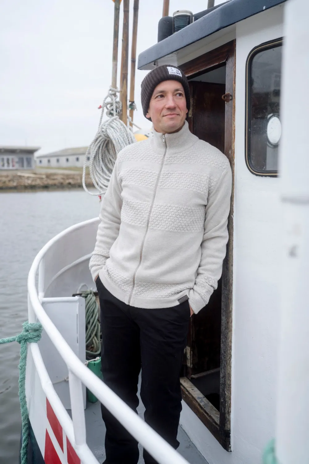 LAKOR Haddock Knit Strickpullover Off White Wolle