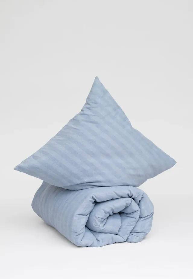 MELA HIMANSHU Flanell-Bettwäsche blau herringbone 135x200