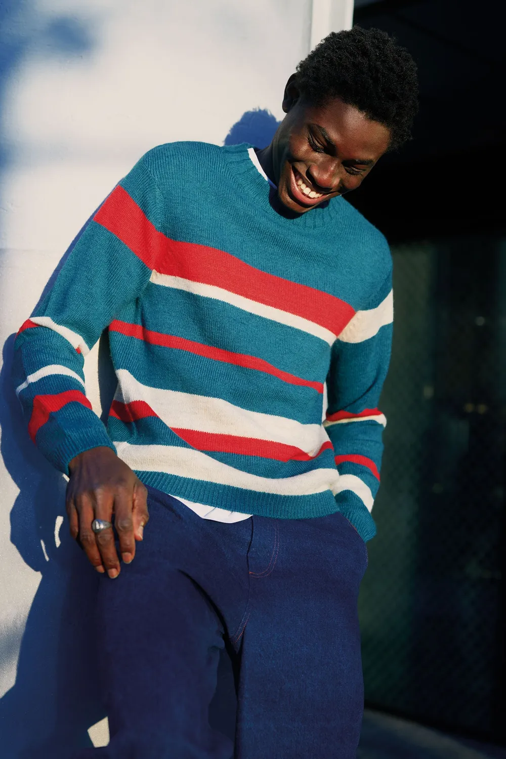 KOMODO GABRIEL Streifenpullover Evergreen Lambswool