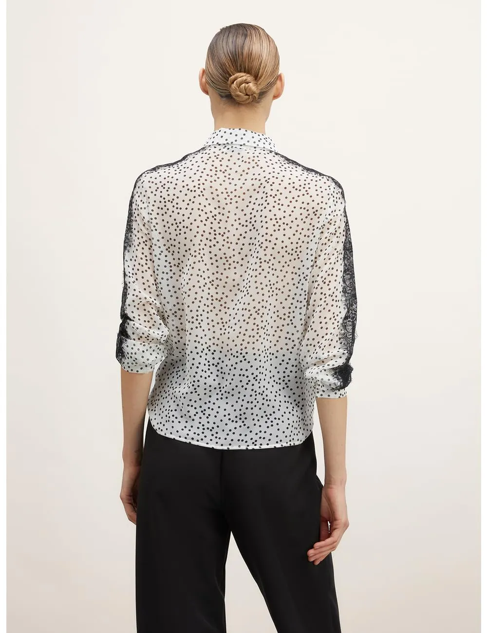 Motivi Hemdbluse weiß Punktmuster Spitze 42