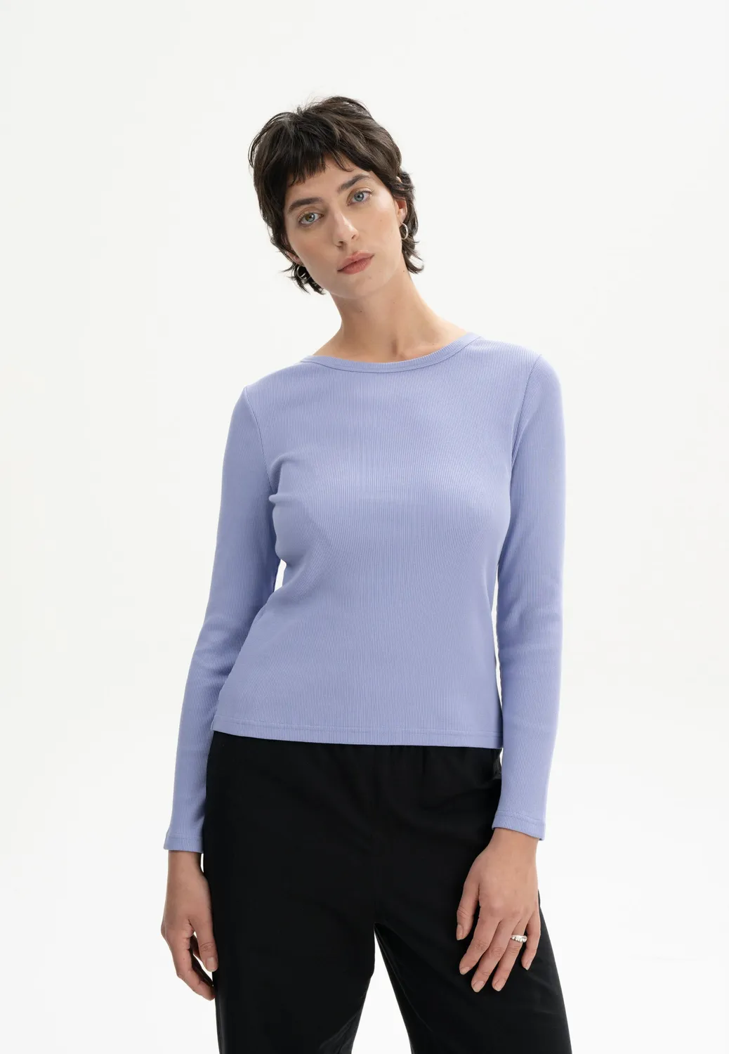 MELA MEHAR Ripp Longsleeve schwarz Bio-Baumwolle