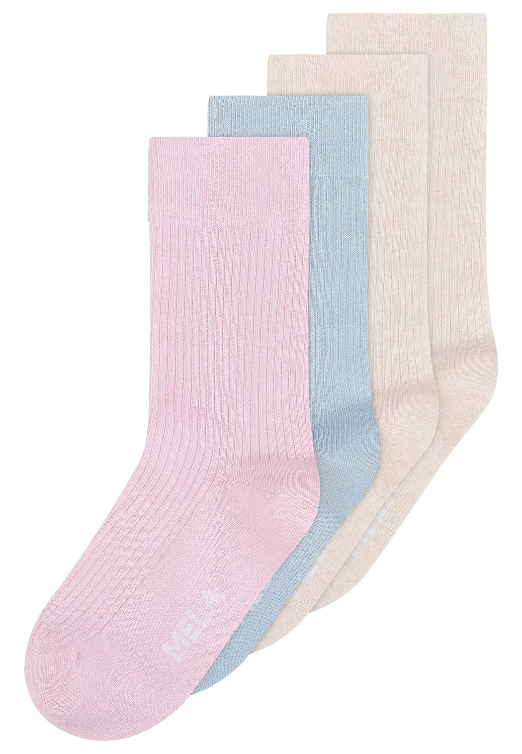 MELA Gerippte Socken 4 Paare weiß 39-42 Bio-Baumwolle