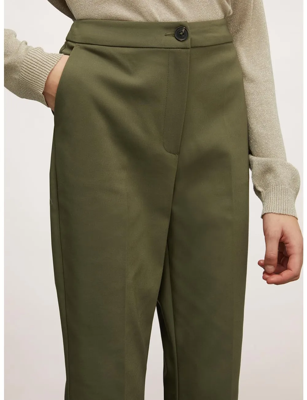 Motivi Kick-Flare-Hose Baumwolle Bügelfalte unifarben