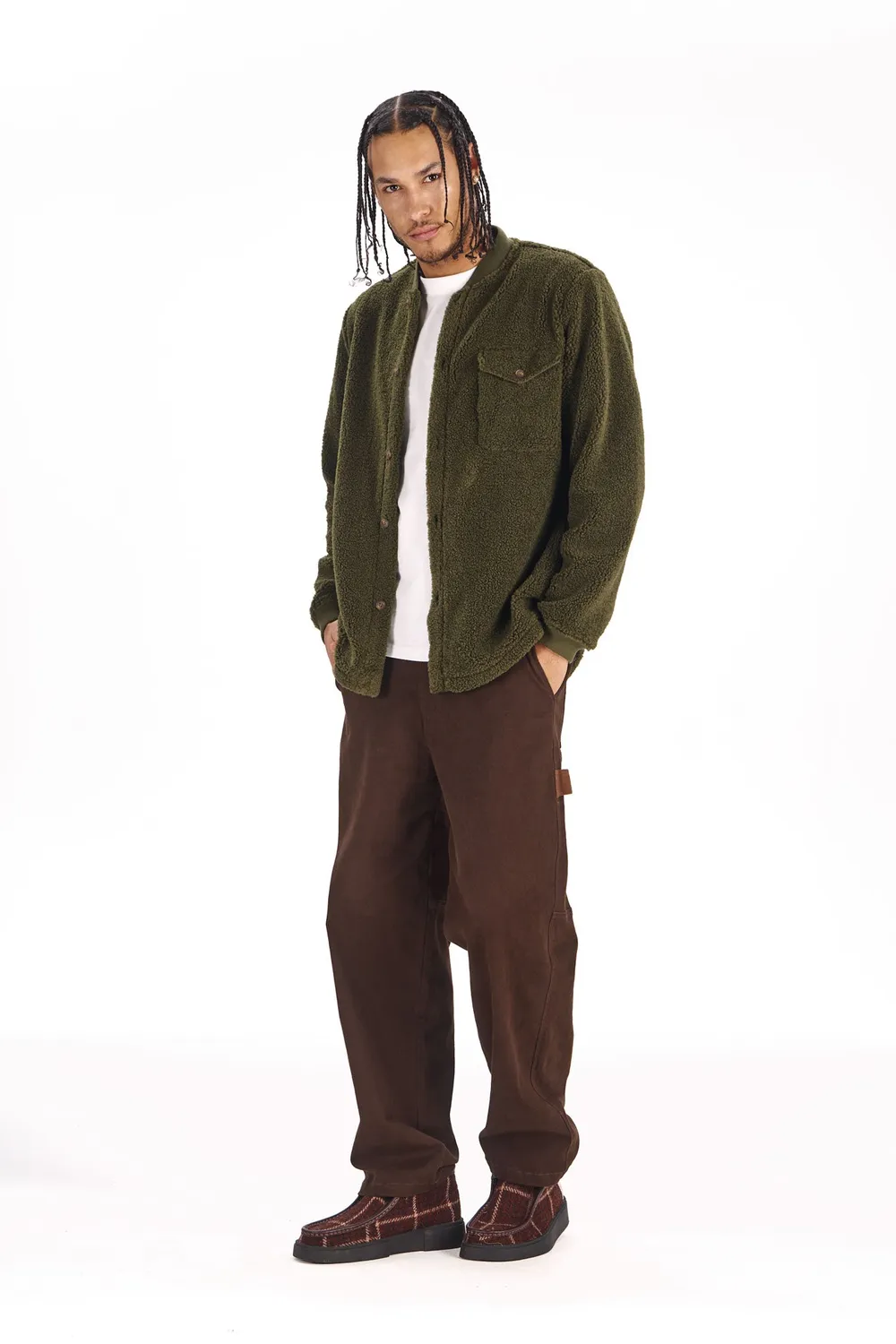 Komodo Cole Overshirt Fleecehemd Khaki recycelt