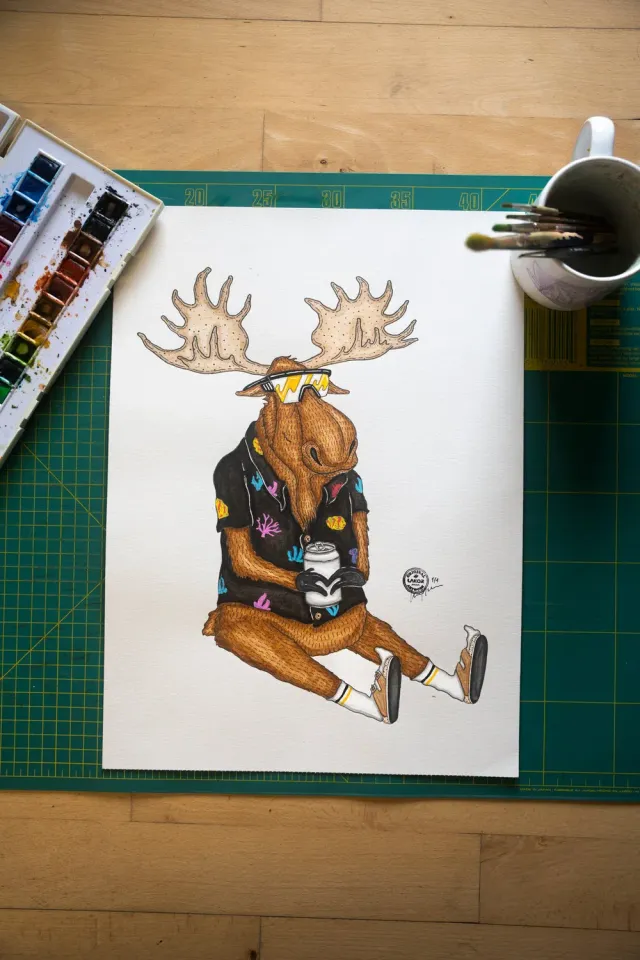 LAKOR Booze Moose Original Poster Weiß Recyclingpapier