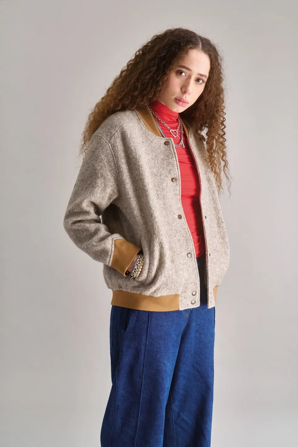 KOMODO MAGGIE Jacke Sand Wollmix Druckknöpfe