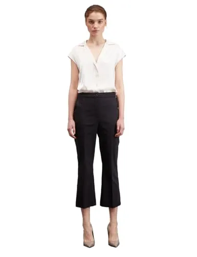 Motivi Kick-Flare-Hose Uni Stoffhose Baumwolle
