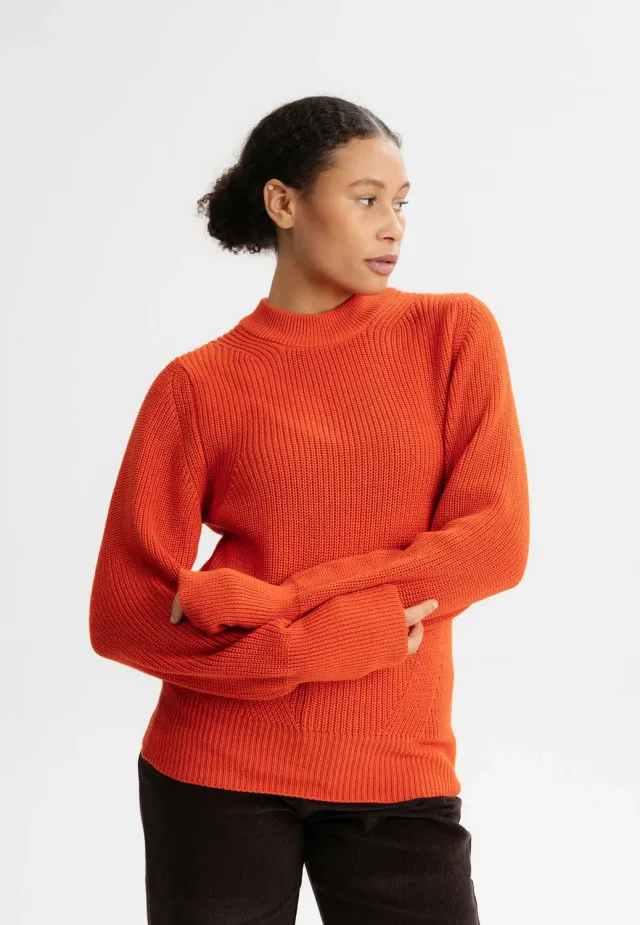 MELA RIYA Strickpullover dunkelbraun M Bio-Baumwolle