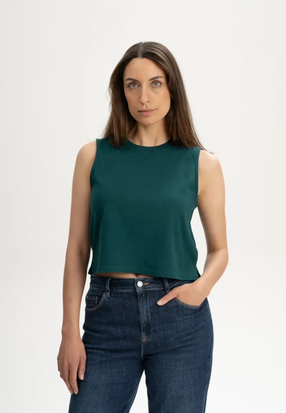 MELA Rushi Cropped Tanktop Bio-Baumwolle blau