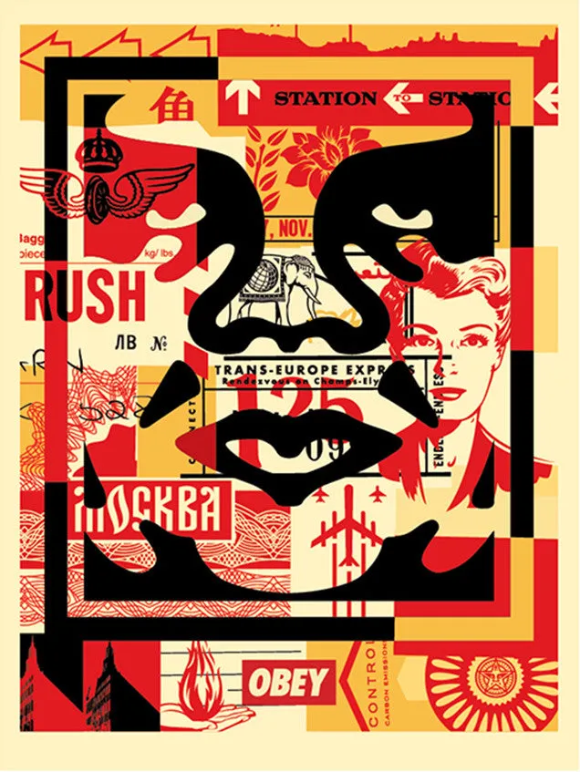 Obey 3-Face Collage Signed Offset Lithograph Set 3-teilig