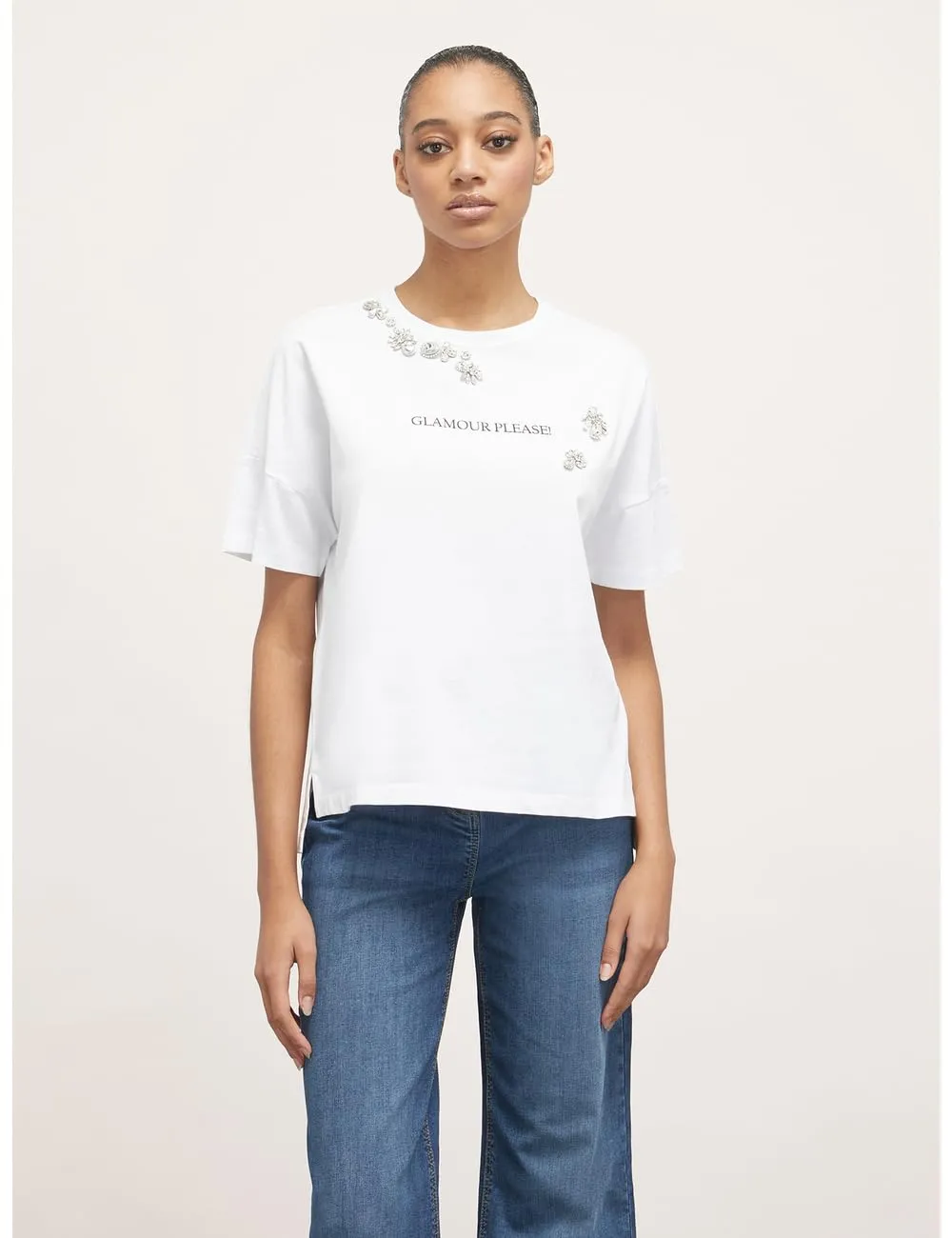 Motivi Spring Summer 24 T-Shirt Boxy Kristallsteine