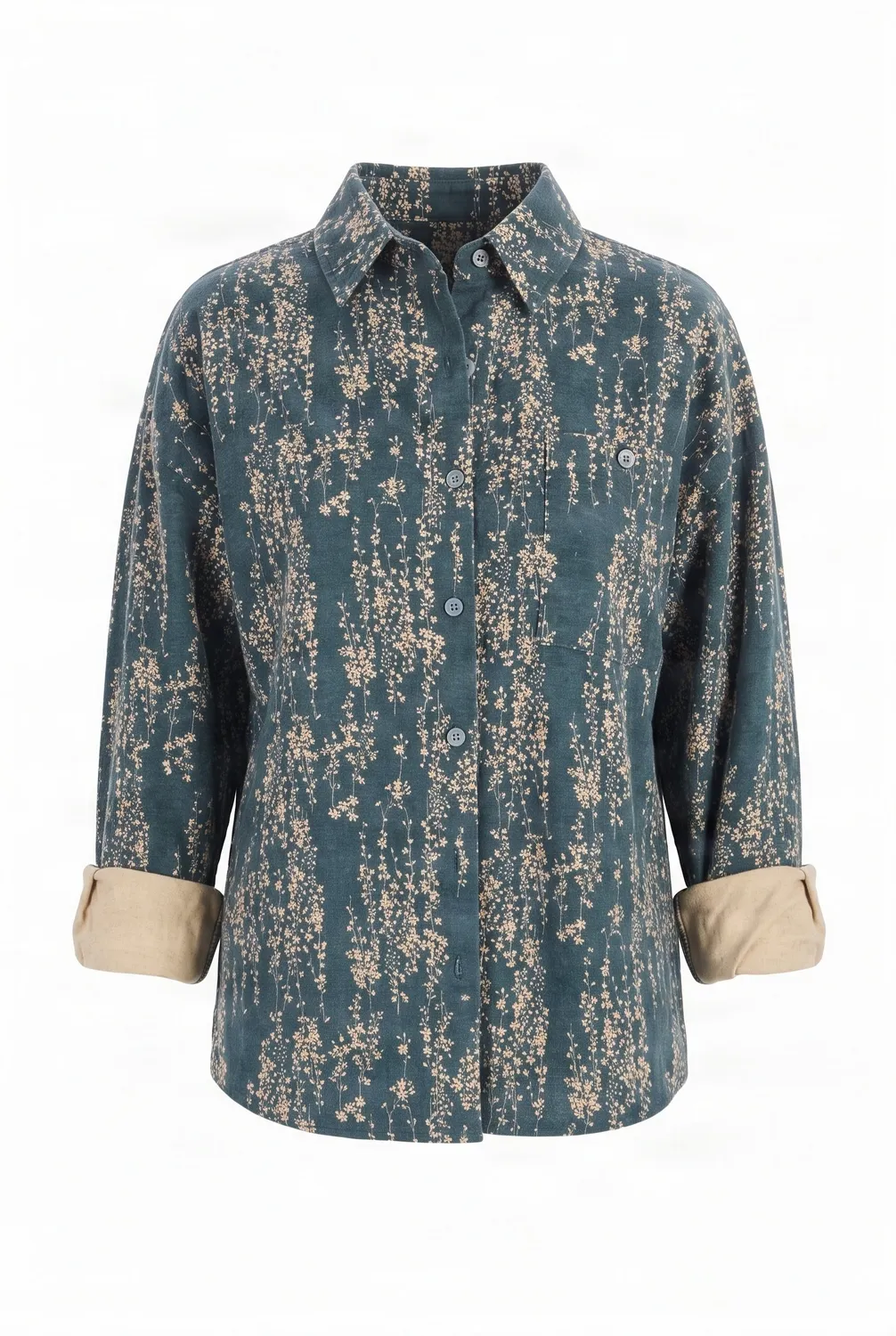 Komodo Hanako Hemd Blue Floral Bio-Baumwolle 40