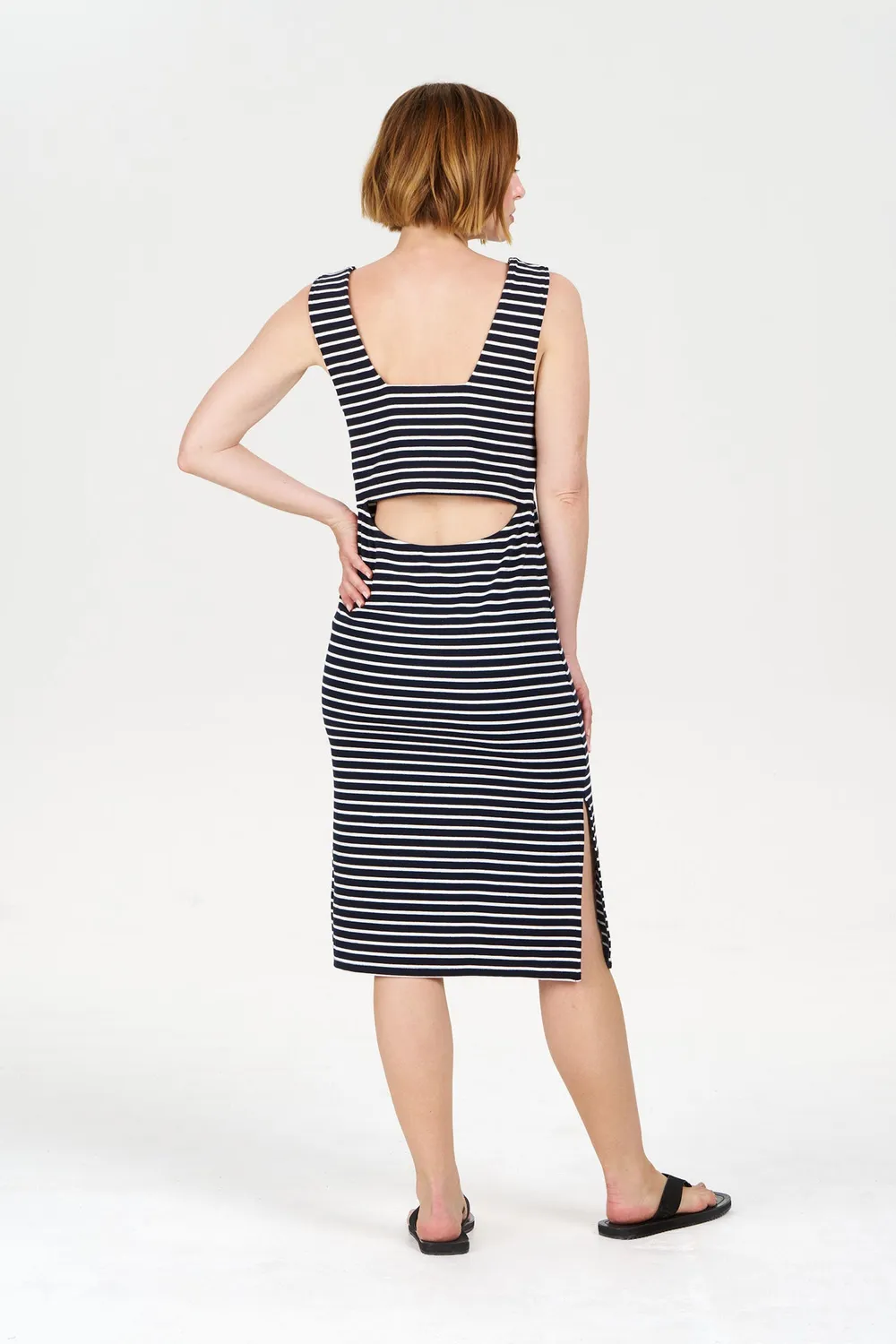 Komodo Bessette Kleid Navy Streifen Bio-Baumwolle