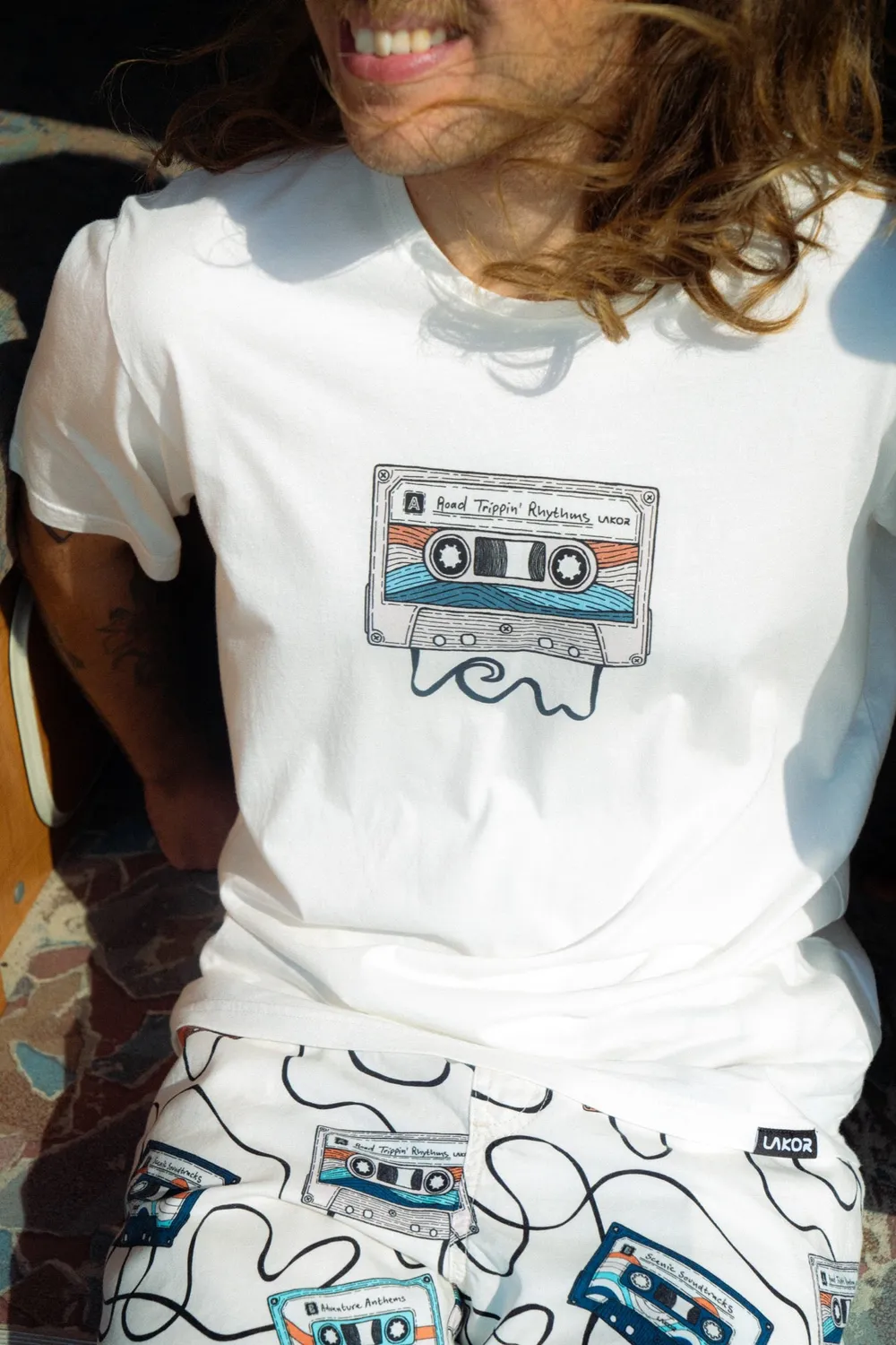 LAKOR Road Trippin Rhythms T-Shirt Star White Bio-Baumwolle