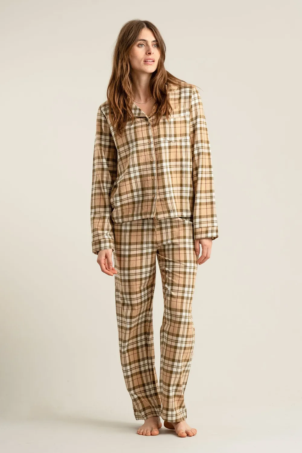 KOMODO JIM JAM Pyjama-Set Sand Bio-Baumwolle kariert