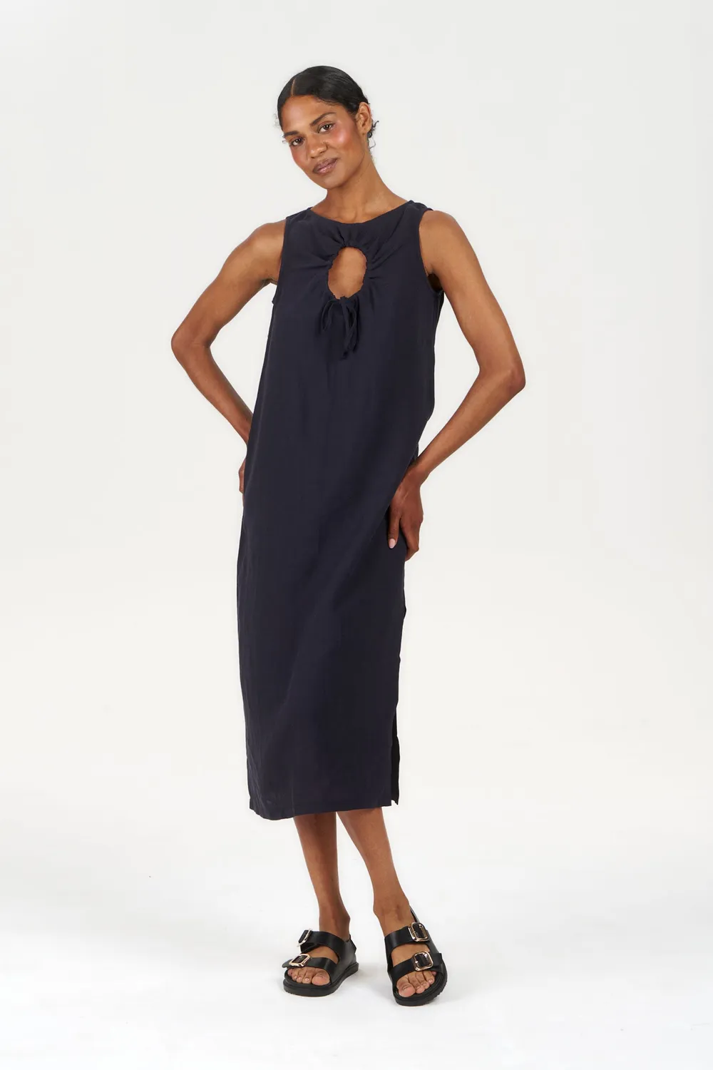 KOMODO SHANTI Kleid Navy Tencel-Leinen Gr. 2