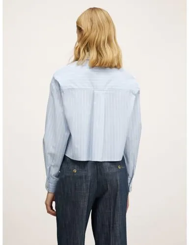 Motivi Kurze gestreifte Hemdbluse Bluse blau Popeline
