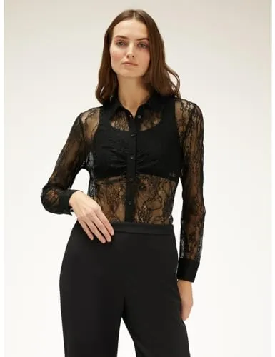 Motivi Hemdbluse aus Spitze mit Segelkragen