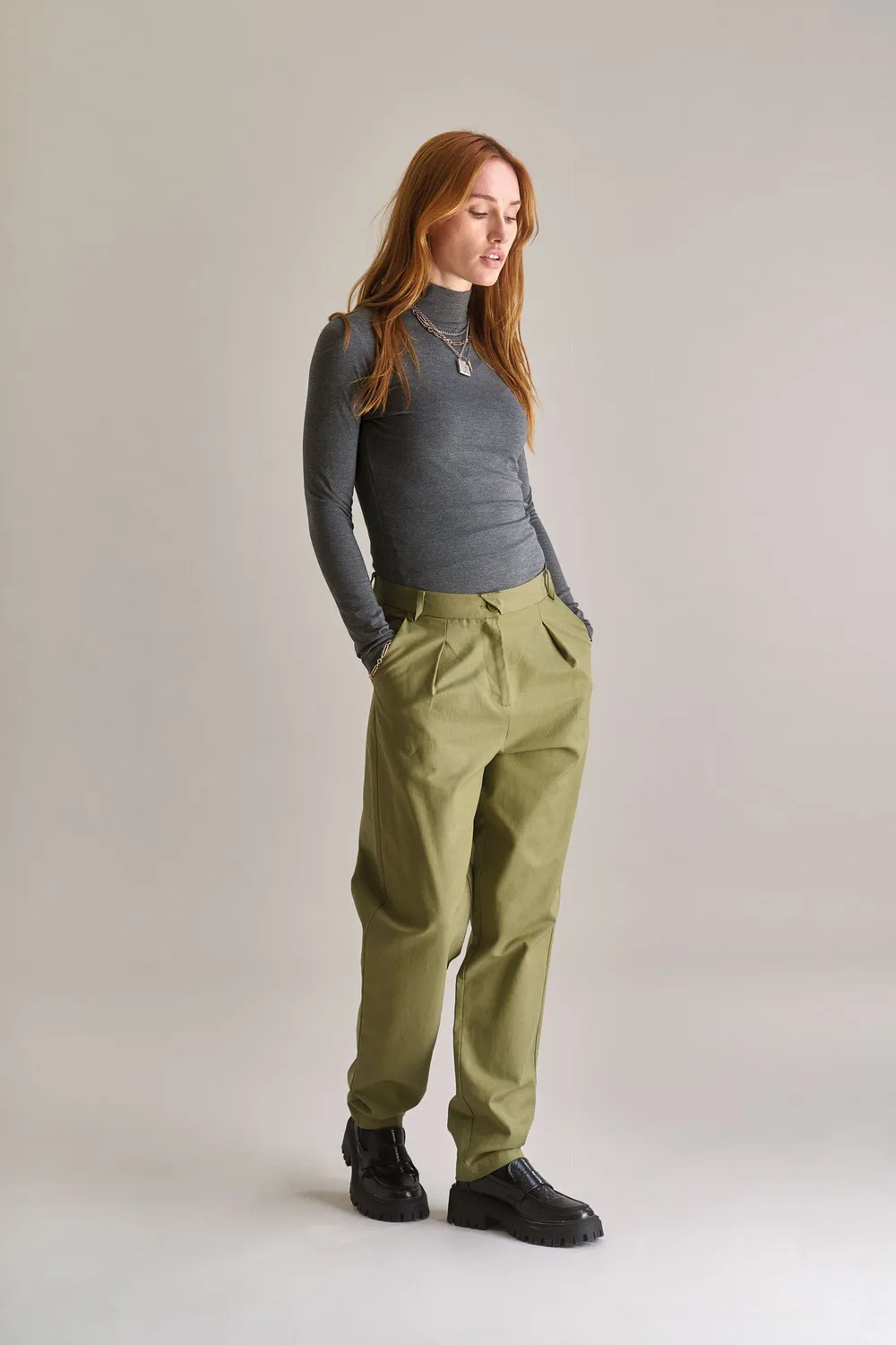 Komodo Lyla Trouser Hose oliv Tencel-Baumwolle