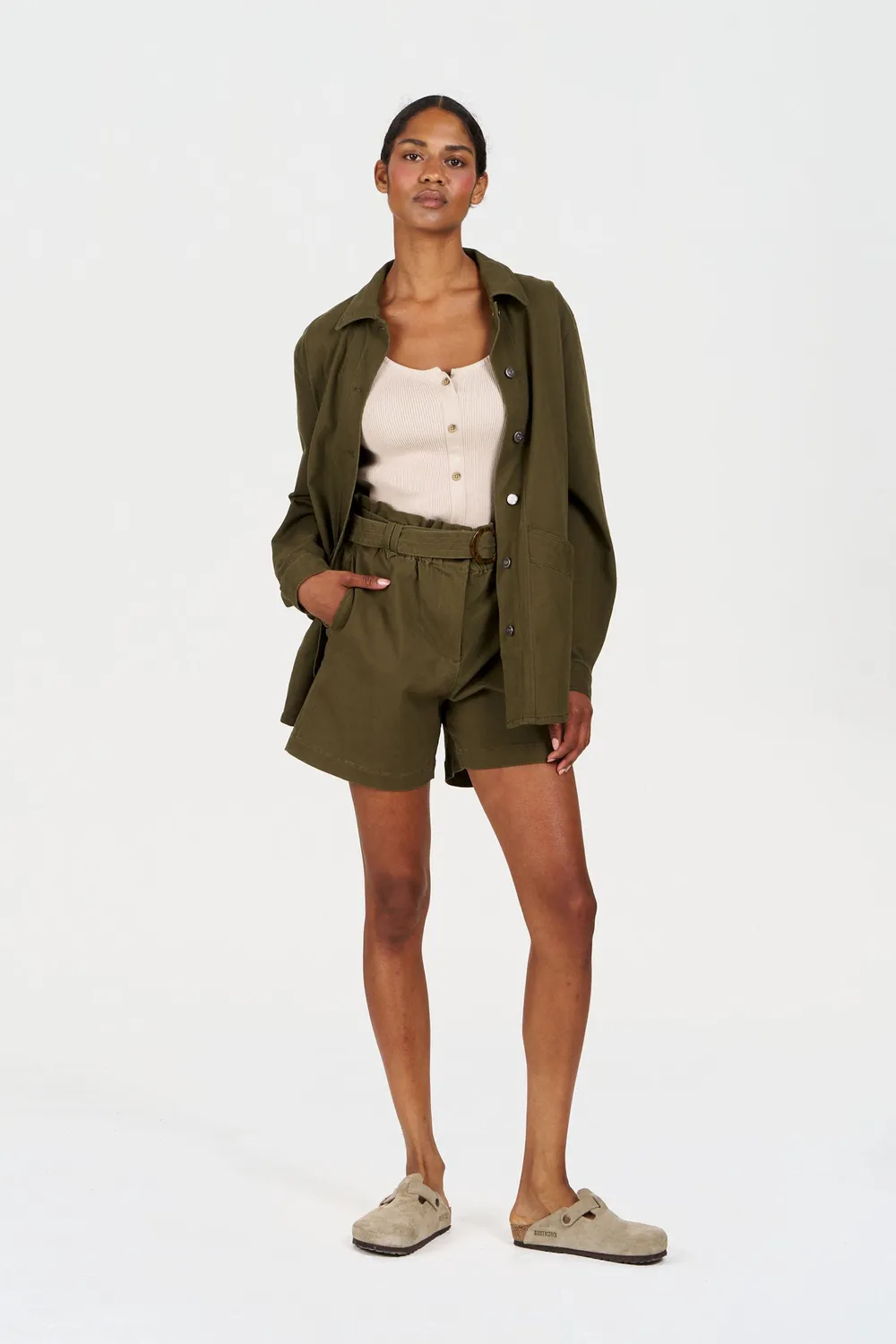 KOMODO AMELIA Shorts Khaki Bio-Baumwolle 36