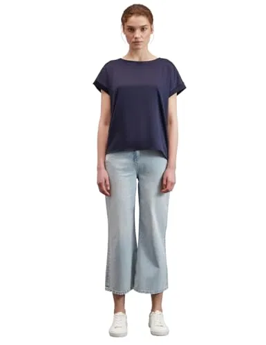 Motivi Cropped-Jeans Wide-Leg Hellblau Baumwoll-Denim