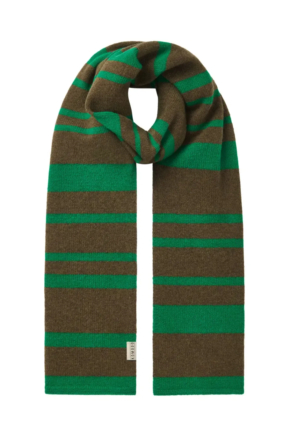 Komodo Tate Schal Green-Brown Stripe Merinowolle